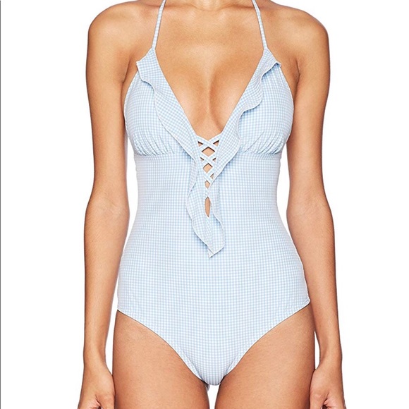 Shoshanna Other - New Shoshanna Ginghan Lattice Maya Blue one piece